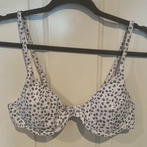 bikini top - white with green flower dots